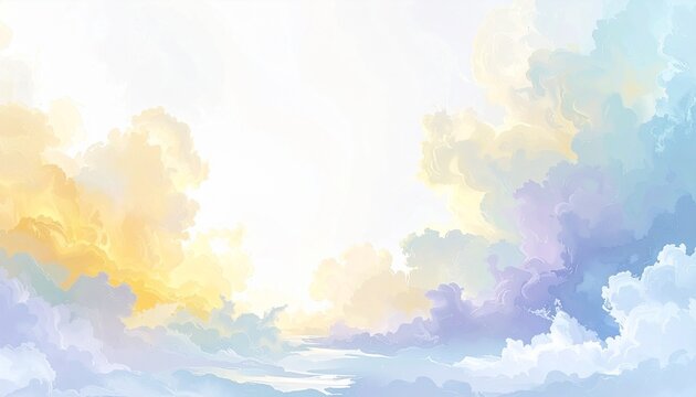Dreamy Pastel Sky with Soft Clouds and Gentle Sunlight.