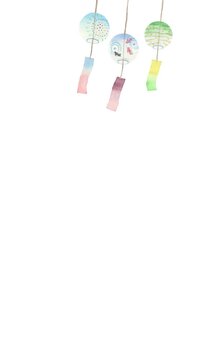 Watercolor wind chime swaying gently, seamless loop animation, vertical 4K (10sec), Japanese summer background with copy space/水彩風鈴のシームレスループ背景 コピースペースあり 日本の夏 風鈴アニメーション たて