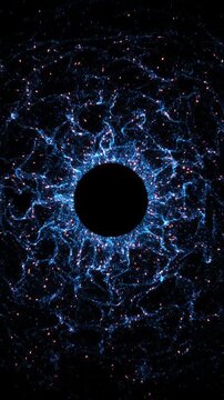 Glitter blue explosion technology style shockwave. 4K explosion shockwave sparkles on black Light speed wallpaper, digital line waves of light and light blue background..