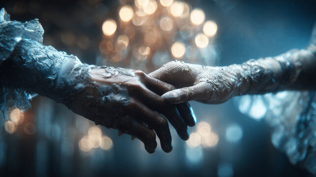 Intimate gesture of connection elegant ballroom photography soft lighting close-up love and trust