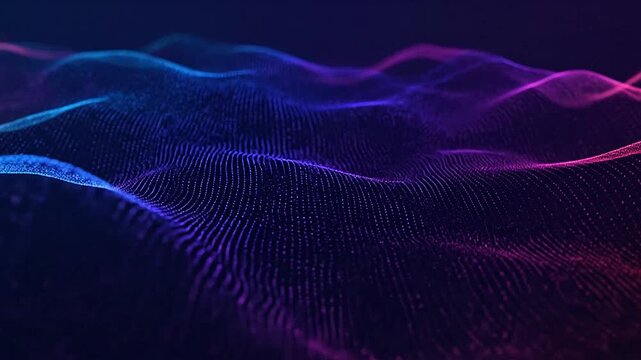 Abstract flowing digital wave pattern with glowing particles in vibrant colors