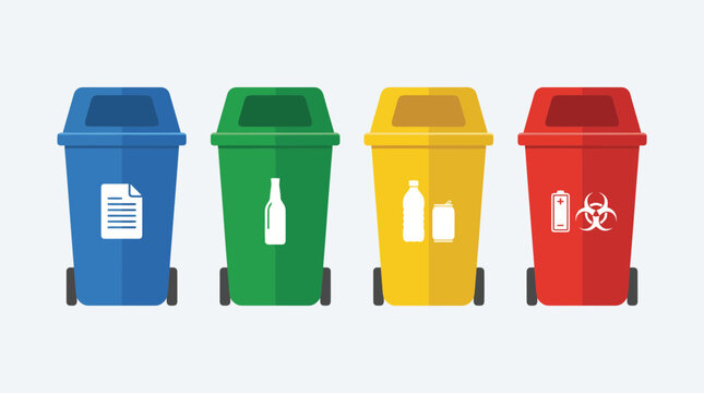 Recycling Bin Icons for Waste Sorting