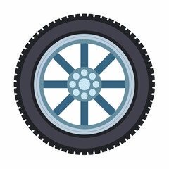 Obraz premium Detailed vehicle wheel and tire with spokes and tread in a clean graphic illustration