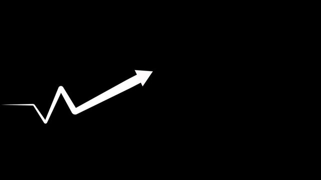 White arrow emerging from a jagged line on a black background waveform graph