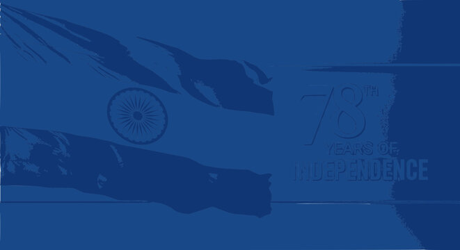 India 78th Independence Day Celebration Abstract Blue Background with Flag Elements