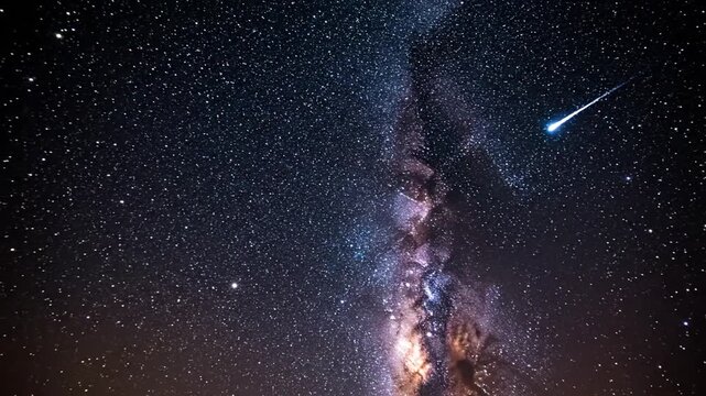 Stunning Milky Way Galaxy and Meteor Shower in Night Sky.