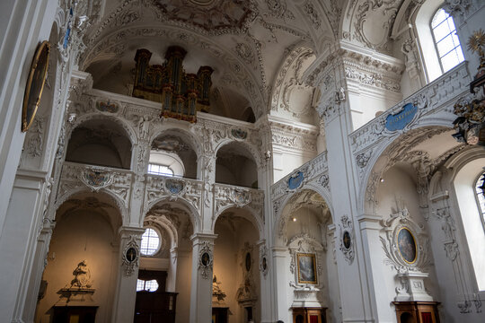 Baroque church side aisle and gallery in Solothurn