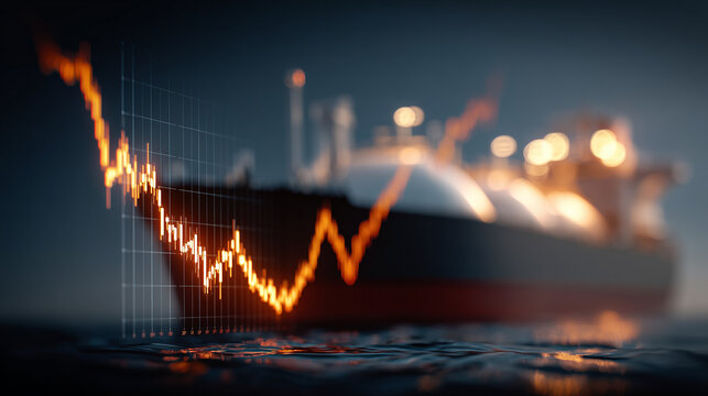 Market trends in maritime shipping global waters graphical data evening light financial analysis