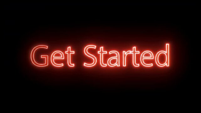 Digital Get Started Neon Sign Animation with Dark Background
