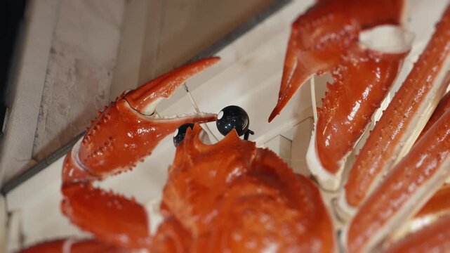 Mechanical red crab moving claw restaurant sign