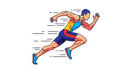 Obraz premium Man Running in Athletic Wear Sprinting.