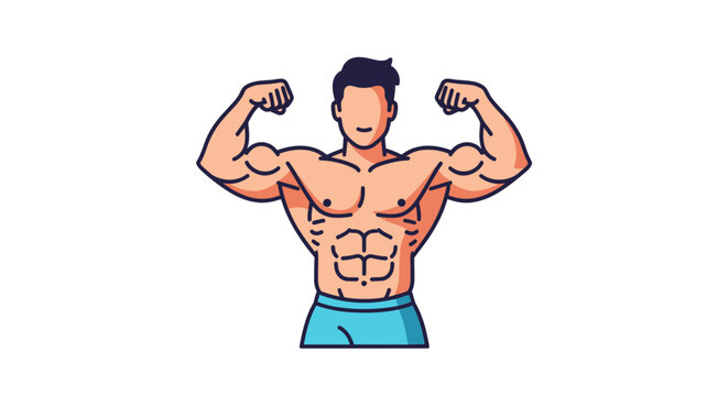 Muscular man flexing his biceps strongly.