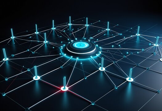 Futuristic zero trust network architecture and resilient digital infrastructure with secure interconnected nodes on dark background