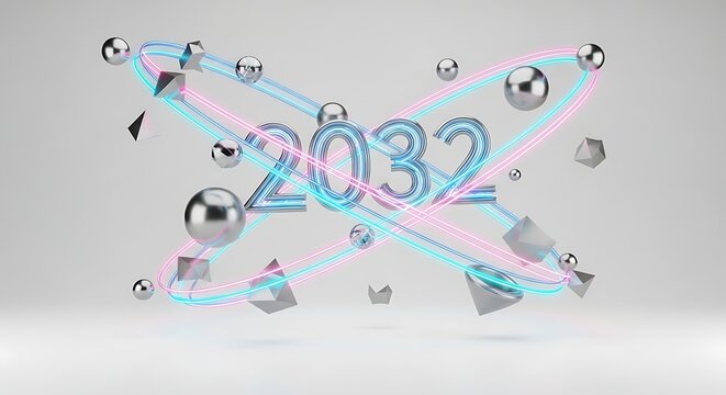 Futuristic 2032 Year Concept Design Elements.