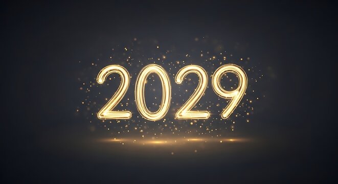 Glowing neon 2029 new year text.