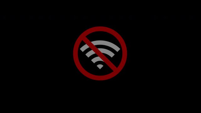 No wi-fi signal icon animation isolated on transparent background. No internet connection icon animation. Network offline concept. Wi-Fi blocked, or unavailable network