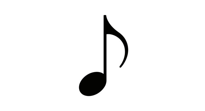 Black musical note icon on white background symbol of music and rhythm