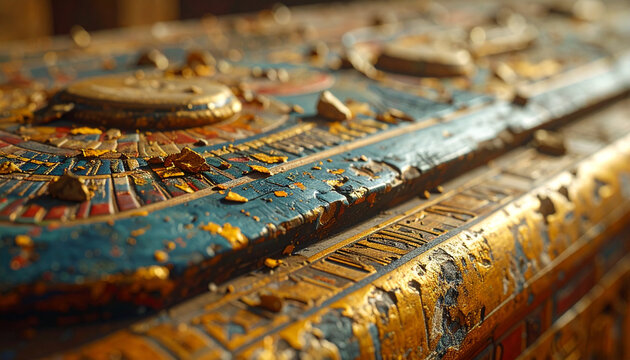Ancient sarcophagus details close up