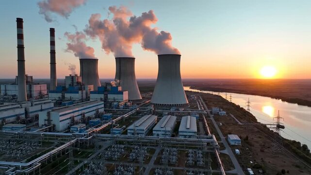 Thermal Power Plant at Sunset