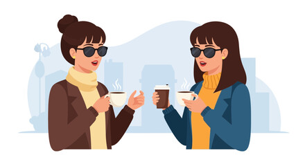 Obraz premium Two women enjoying coffee together outdoors 1.