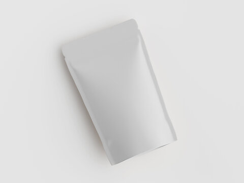 Blank light gray paper pouch packaging mockup