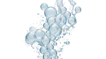 Fototapeta premium Soap bubbles in water cutout image isolated on transparent background