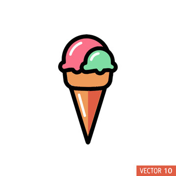 Colorful Ice Cream Cone Dessert.