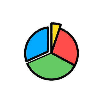 Colorful pie chart graph sections.