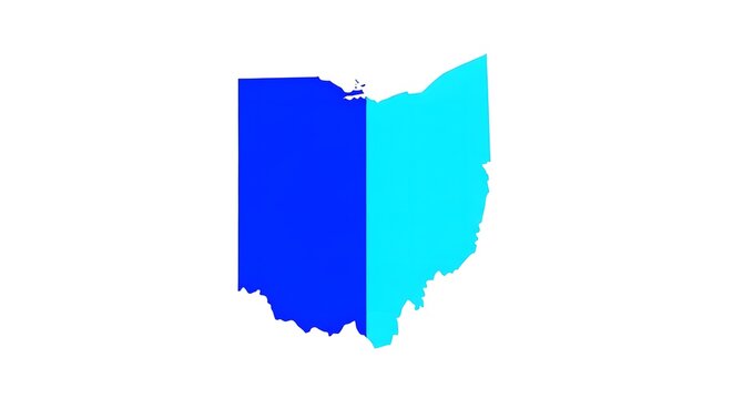 Abstract geometric illustration of Ohio state map in blue tones