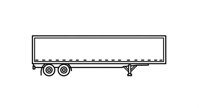 Line Art Illustration of a Semi-Trailer Truck Cargo Container.