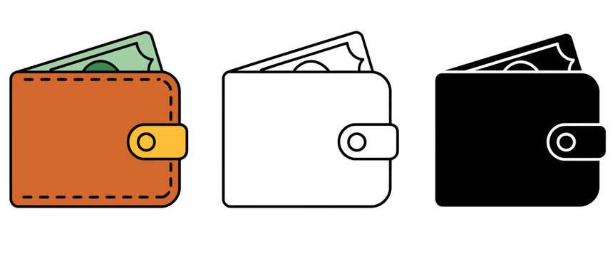 Wallet Money Cash Holder Icon Set Vector Illustration