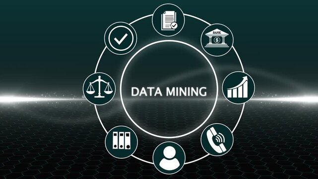 Data mining concept. Business, modern technology, internet and networking concept. a futuristic holographic advanced HUD circle platform, success business graph arrow 4k video animation