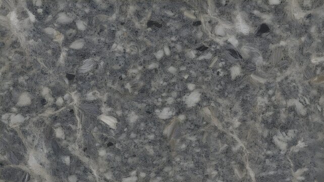 Grey granite stone texture features intricate details and is utilized for various applications, including ceramic wall and floor tiles as well as 3D PBR materials.