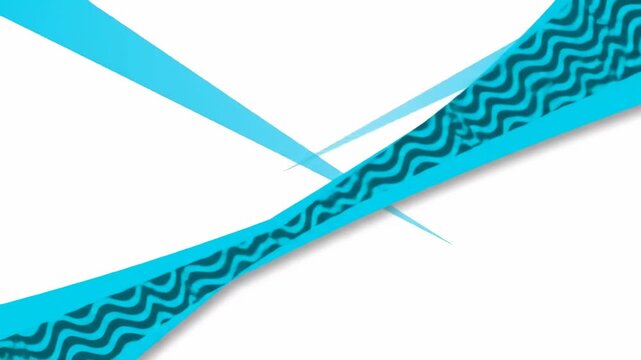 Abstract composition with blue shapes and zig-zag patterns on white