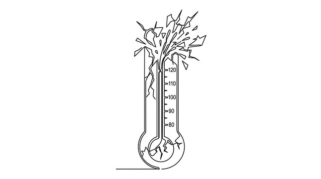 Continuous Line Drawing of Exploding Thermometer for Extreme Heat