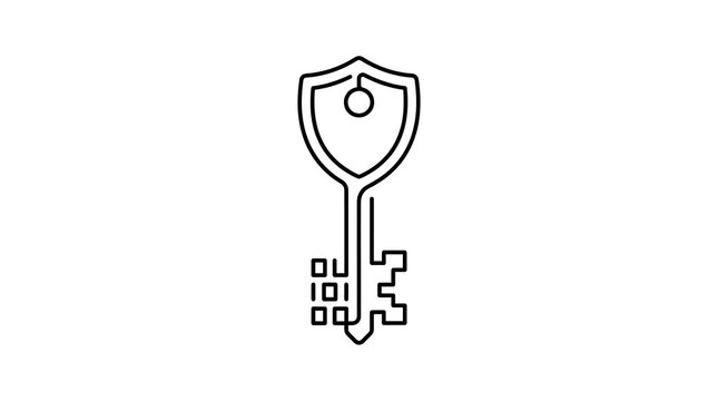 Cybersecurity Shield Key Icon for Digital Data Protection