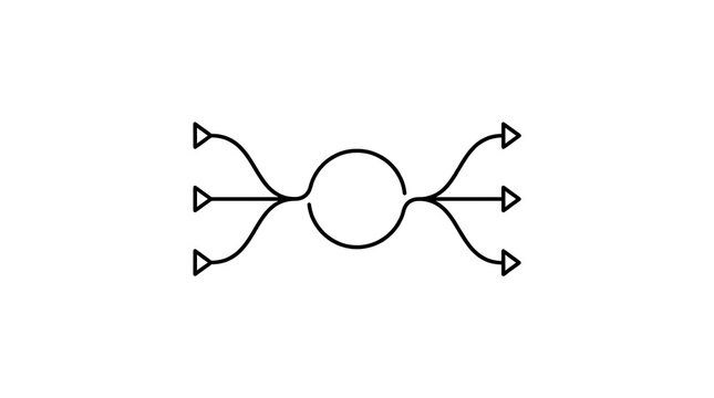 Minimalist Infographic Showing Merging and Splitting Flow Arrows