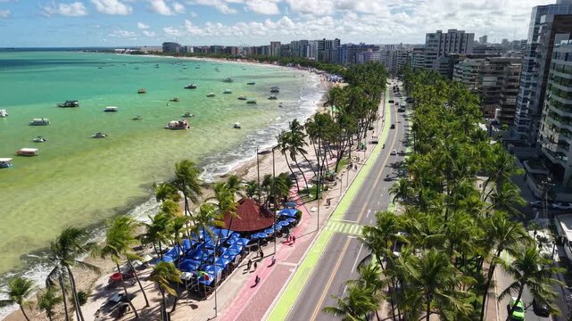 Aerial view of Ponta Verde Beach, Macei&oacute;, Alagoas, Brazil