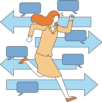 いそがしく走り回る女性