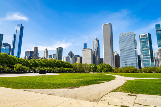 Chicago Skyline Panorama from Butler Field Illinois