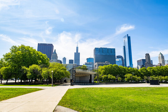 Chicago Skyline Panorama from Butler Field Illinois