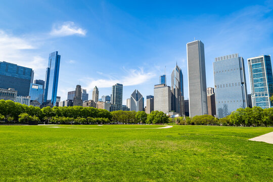 Chicago Skyline Panorama from Butler Field Illinois