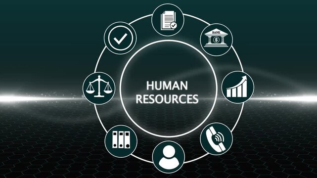 Business, Technology, Internet and network concept. Human Resources HR management concept. Business graph background showing fluctuations of trading stock market.Technology 4k video animation