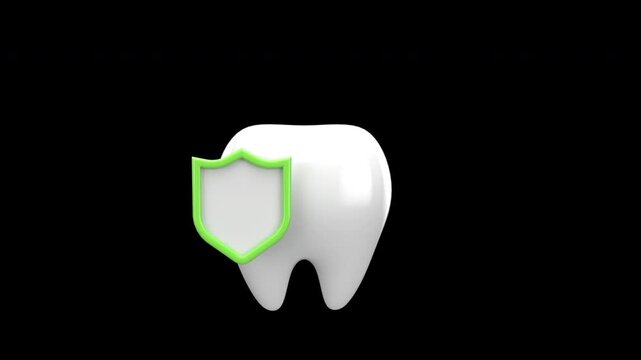 Tooth protection from harmful bacteria using shield symbolizing oral hygiene defense with alpha channel