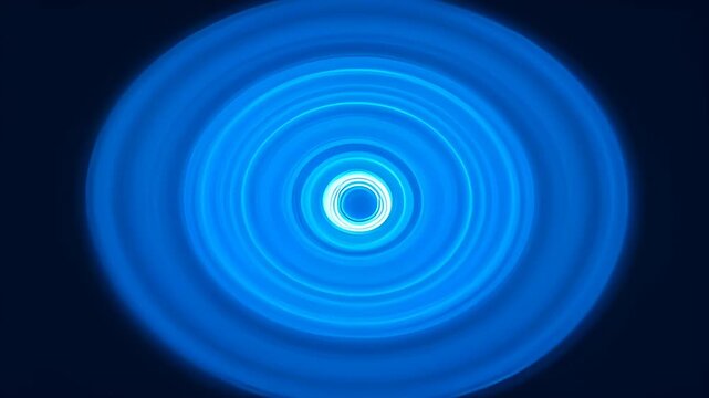 Circular concentric cycle blue abstract elegance business light ring pattern glow motion background with halo effect and elegant business mood on dark background