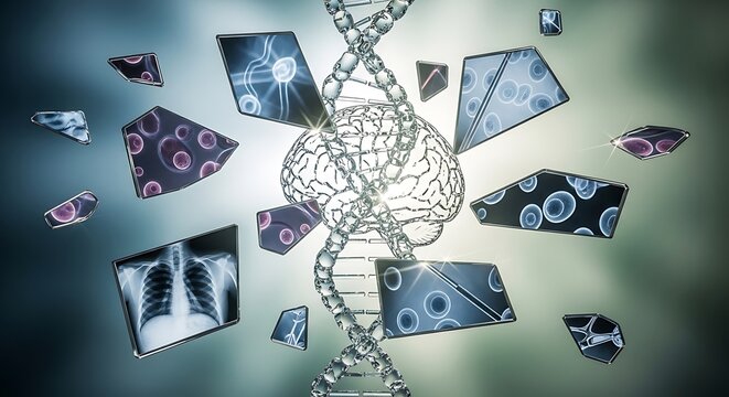 Genetic Engineering Concept with DNA Brain.