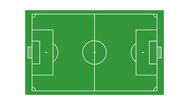 Soccer Field Illustration: A vibrant illustration showcases a detailed soccer field, perfectly rendered with crisp lines and a lush green playing surface, ready for action.