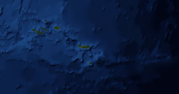 Graciosa on Globe. Zoom into the island with Earth spinning in space. High detail physical world map with Graciosa on it. Elements of this image furnished by NASA.