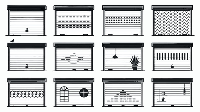 Roller Shutter Door Designs with Security Grilles Windows Plants and Locks