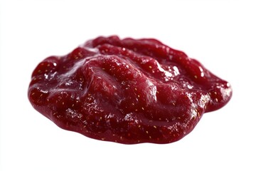 Obraz premium glossy dollop of seeded strawberry jam on white background, luscious and inviting